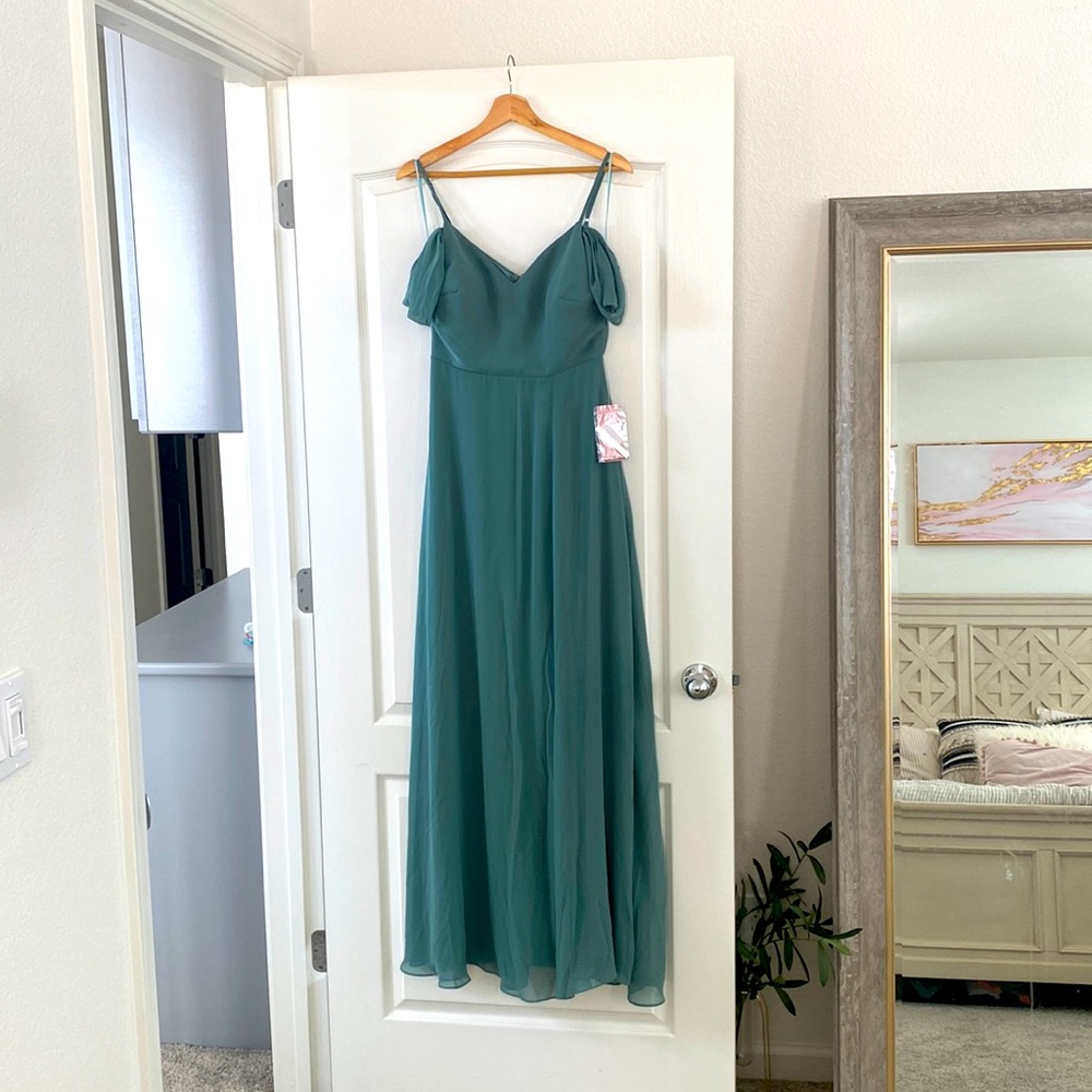 Birdy grey bridesmaid or wedding guest convertible dress in color Seaglass.